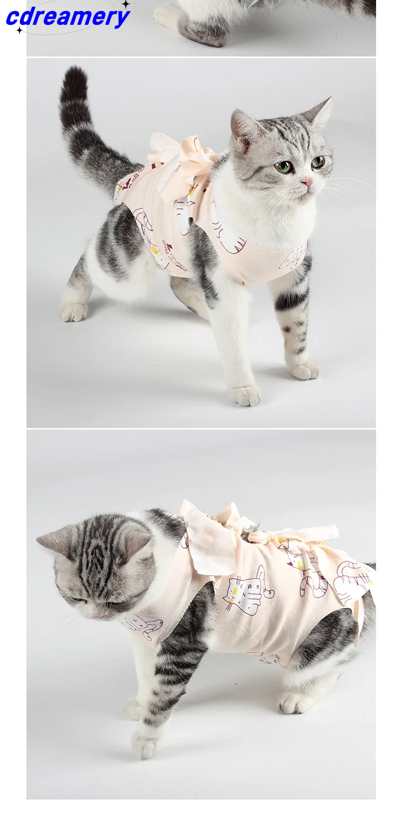 Anti-licking Sterilization Cat Clothes Recovery Suit After Surgery Breathable Physiological Puppy Anti-scratch Body Strap Vest_voghion.com
