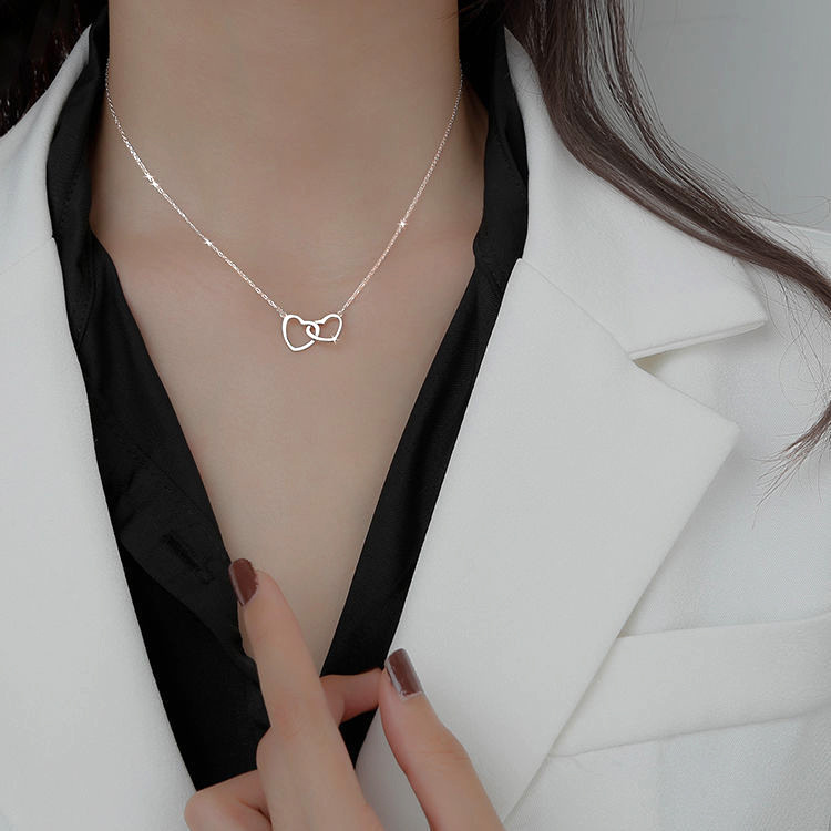 Interlocking Heart Necklace Layered Dual Tone Gold And Silver_voghion.com