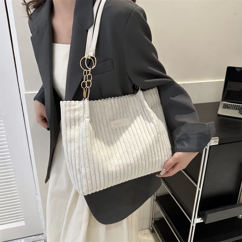 Borse a tracolla in velluto a coste per donna, 2023, nuove borse alla moda coreane, grandi, in tessuto di cotone, da donna, tote shopper_voghion.com