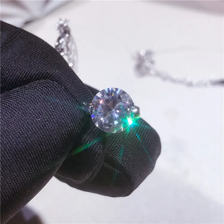 Colier din argint sterlin autentic cu zirconiu orbitor, invizibil, transparent, cu fir de pescuit, pandantiv simplu, lanțuri de bijuterii cu personalitate_voghion.com