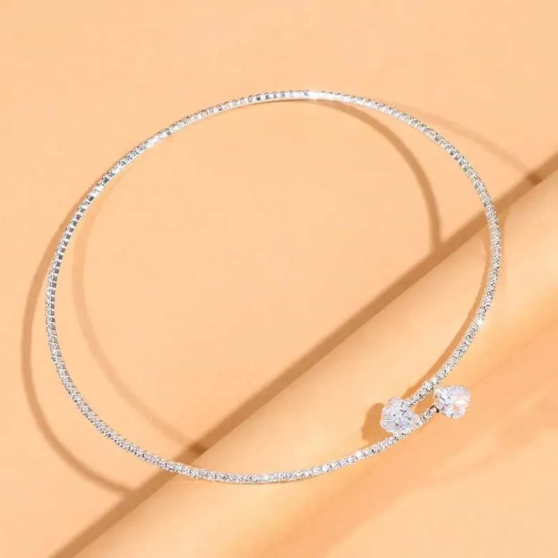 Collane con ciondolo Moda Strass Grandi Perle Cuore Choker per le donne Semplice Collana con colletto aperto Torque Gioielli_voghion.com