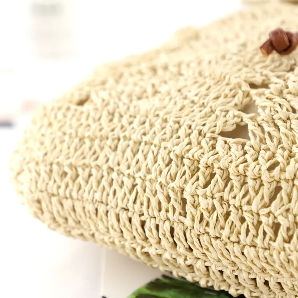 Borsa a tracolla in paglia estiva da donna Boho Bohemian Hollow Hobo Borse da viaggio all'uncinetto per donna Zaino da spiaggia lavorato a maglia 240808_voghion.com