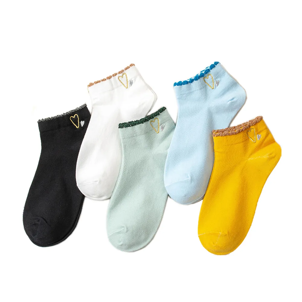 OC-SB9447 Spring and Autumn Girls' Shallow Mouth Low Cut Student Motion Invisible Boat Socks Love Polyester Wholesale_voghion.com