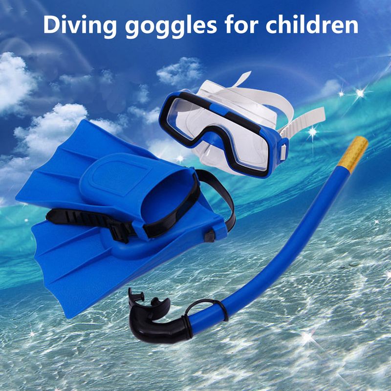 1 sæt Snorkeg Goggles God sejhed Sikker vejrtrækning Vandtæt Børn Bredsyn Svømmebriller Snorkel Svømmefinner til_voghion.com