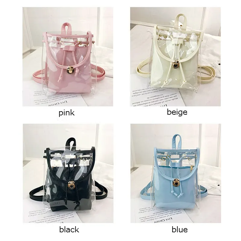 Mini moda donna PVC Designer Girl trasparente borsa trasparente zaino da viaggio in gelatina per borse a tracolla femminili da donna_voghion.com