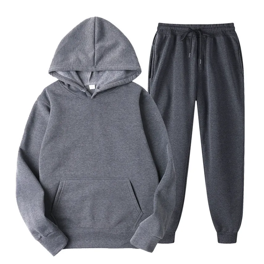 Men's Tracksuits Blank Fleece Sweatpants And Hoodie Set Unisex Jogging Suits Sweatsuit Men Joggers For Chandals Para_voghion.com