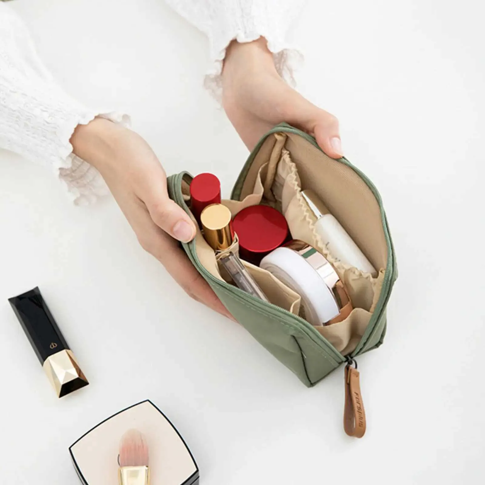 Trousse de maquillage portable de voyage pour femmes, sac à main étanche, organisateur de toilette multifonctionnel, sac de rangement de haute qualité Y241023_voghion.com