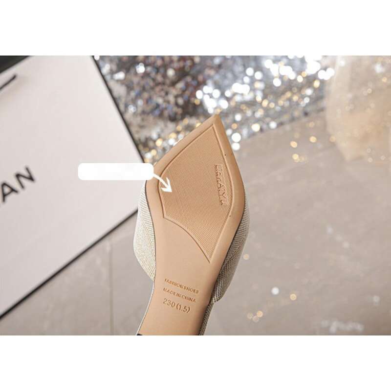 Chaussures à plateforme imperméables à talons hauts et pointus, nouveauté 25 ans, avec emballage creux, surface en poudre dorée, bride arrière et perle_voghion.com