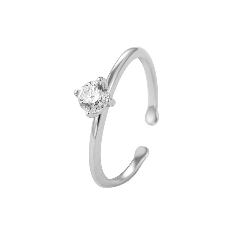 Wanying Jewelry Four Claw S Ren Silver Koreansk Utgåva Presentdiamantring Enkel och Snygg Mångsidig_voghion.com