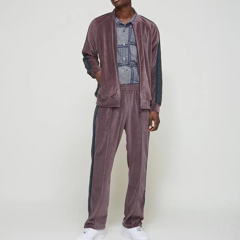 giacca da uomo moda multicolore uomo donna coppia aghi awge giacca da pista alta qualità a righe veet cappotto ricamato_voghion.com