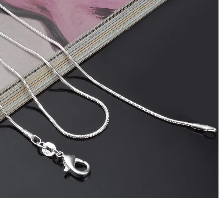 Cadenas de plata de ley S, collares, cadena de serpiente de 1 mm, collar DIY de 16, 18, 20, 22 y 24 pulgadas, la hermana de Sailor Moon tiene_voghion.com