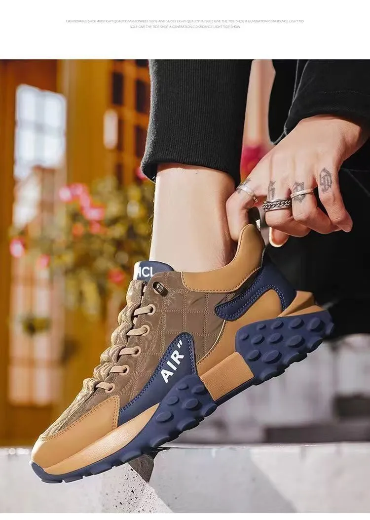 Free Shipping With Box Designer Sneakers Men Waterproof Thick Soles Leather Walking Sneaker New Sports Running Shoes_voghion.com