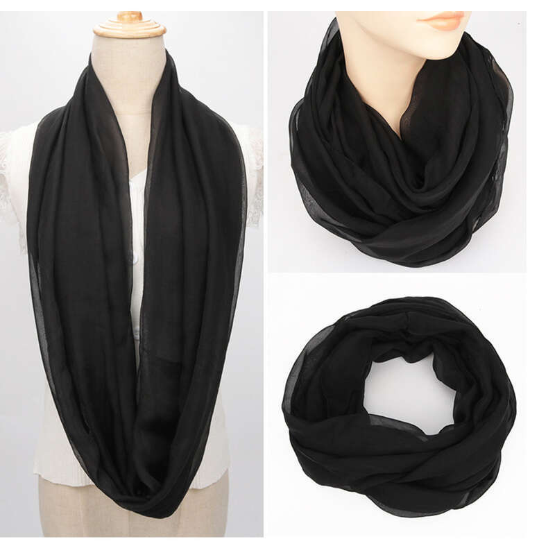 Écharpe décorative en mousseline de soie douce pour maman avec manches à basque de couleur unie_voghion.com