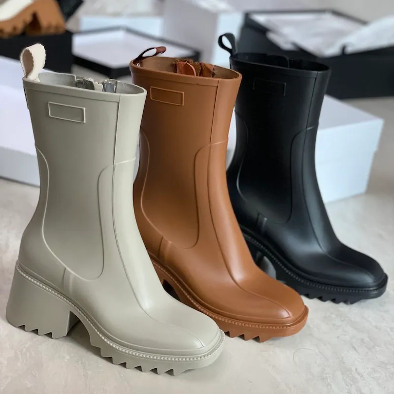 Women's Black Knee-high Waterproof Rain Boots With Platform Sole_voghion.com