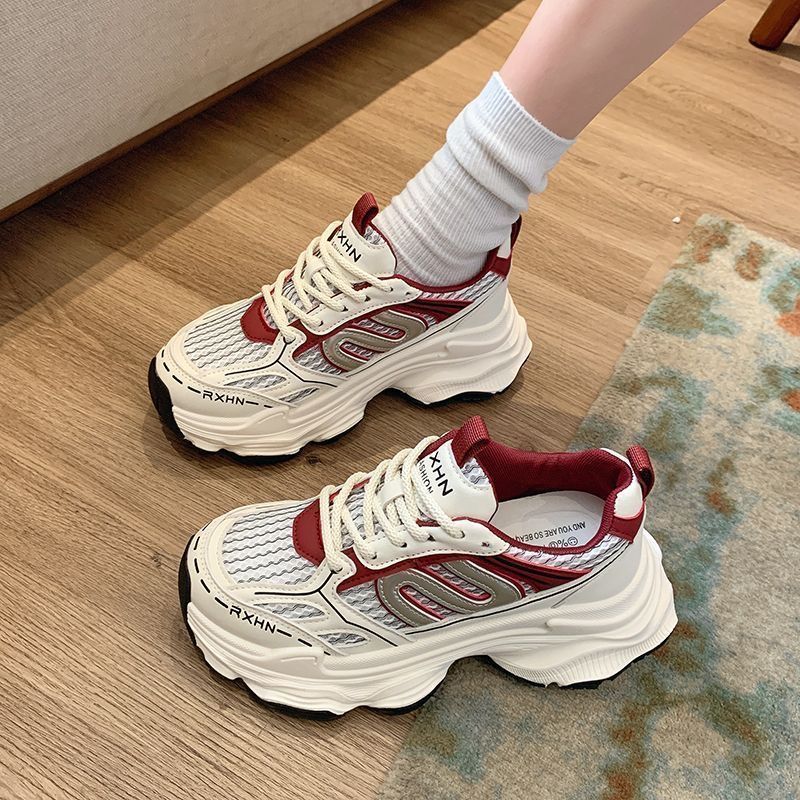 Dad Shoes Mesh Breathable Ins Trendy Thick Soled Lightweight Letter Casual Shoes Retro Color Matching Sports Shoes