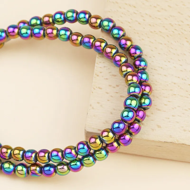 Catene HGKLBB Collana da uomo con mix di colori, perline rotonde colorate, gioielli in pietra di ematite naturale nettare alla moda, ornamenti per_voghion.com