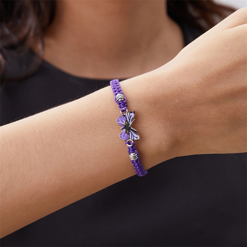 Antieke handgeweven vlinderarmband voor dames in retrostijl, eenvoudig en veelzijdig, verstelbare handgeknoopte sieraden_voghion.com