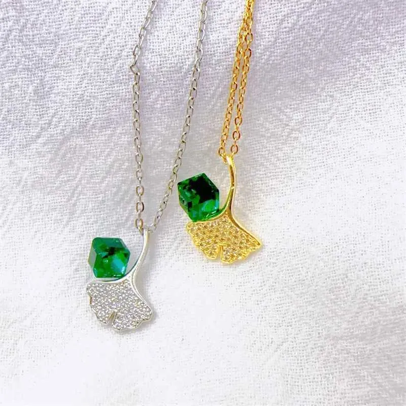 Kettingen Mode Vintage Charm Esdoornblad Ketting Klassieke Persoonlijkheid Groene Sieraden Roestvrijstalen Sleutelbeenketting_voghion.com