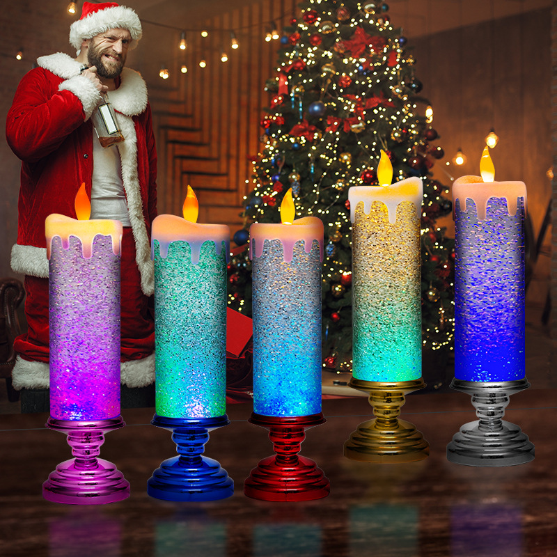 Fantasy LED Candle Lights 7-färgs Gradient Crystal Electronic Candle Party Atmosphere Dekorationer för julbröllopsfödelsedag_voghion.com