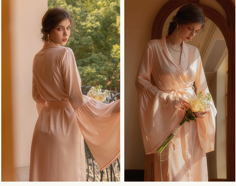 Dameskleding bruid bruid ochtendjurk dames veren nachtjapon bruiloft make-up bruidsmeisjes bruiloft kimono satijnen lange badjas_voghion.com