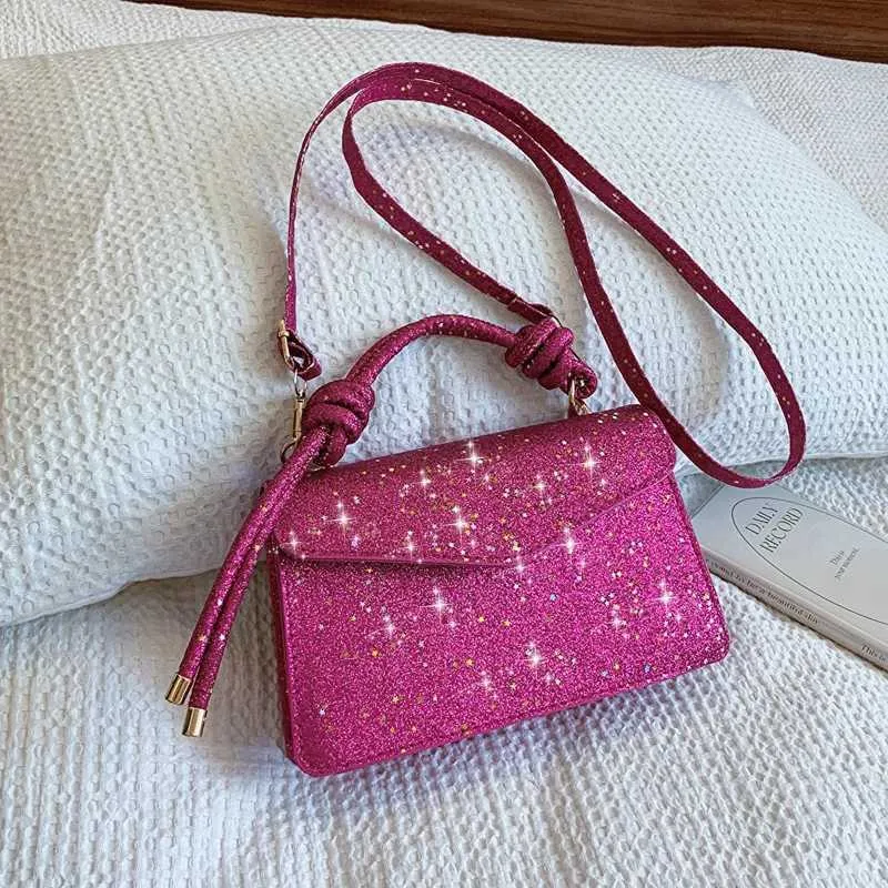 Glossy Women Handbags Solid Flap Sequins Stachels Crossbody Bag Female Summer Fashion Shiny Messenger Shoulder_voghion.com