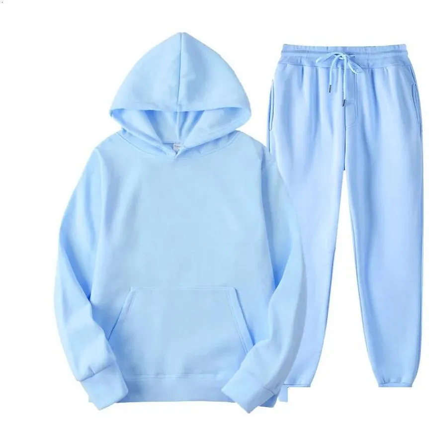 Survêtements homme femme survêtement décontracté jogging ensemble sweat à capuche pantalon de survêtement 2 pièces mode chaud couleurs unies_voghion.com