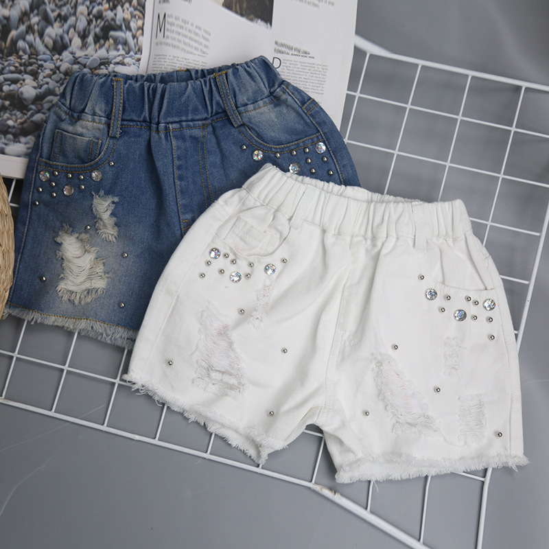 Kid's Clothing Girls denim shorts outer wear summer thin 2024 new fashion ripped children's pants female hot pants summer_voghion.com