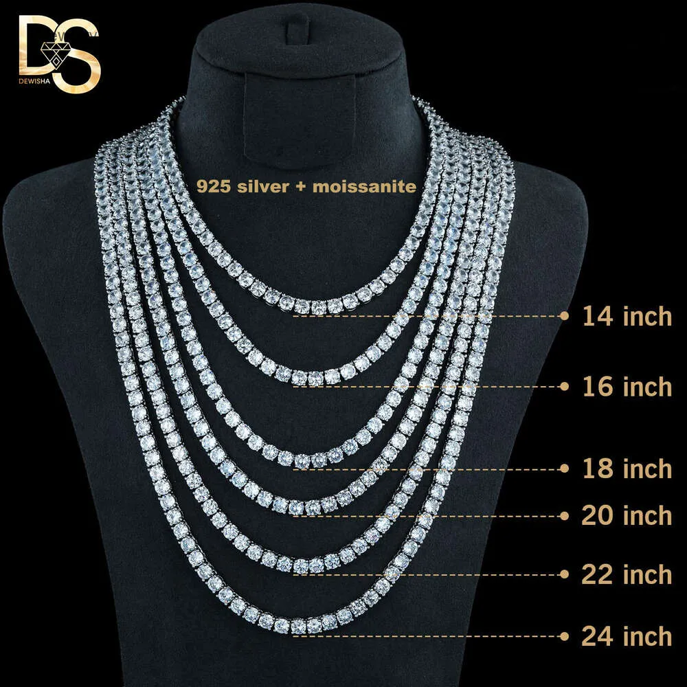 Bracciale da uomo VVS in moissanite all'ingrosso, collana in argento sterling con catena da tennis_voghion.com