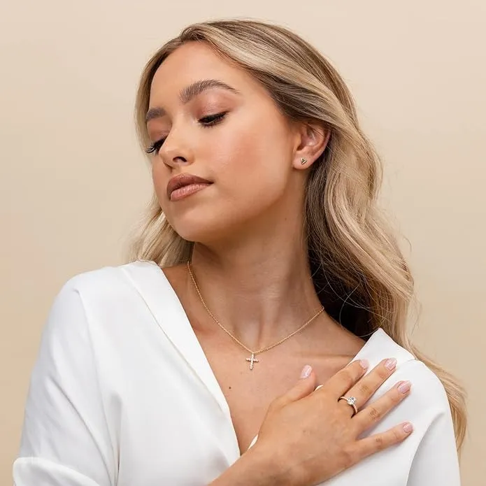 Collana di design placcata in oro 14 carati con ciondolo a croce, collane da donna_voghion.com