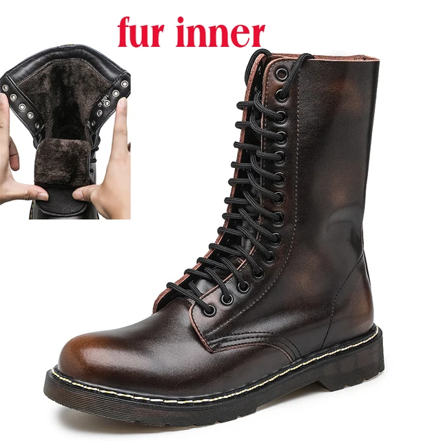 Botas de algodão de pelúcia para homens, cano médio, trabalho, casais, motocicleta, tamanho grande, inverno, femininas_voghion.com