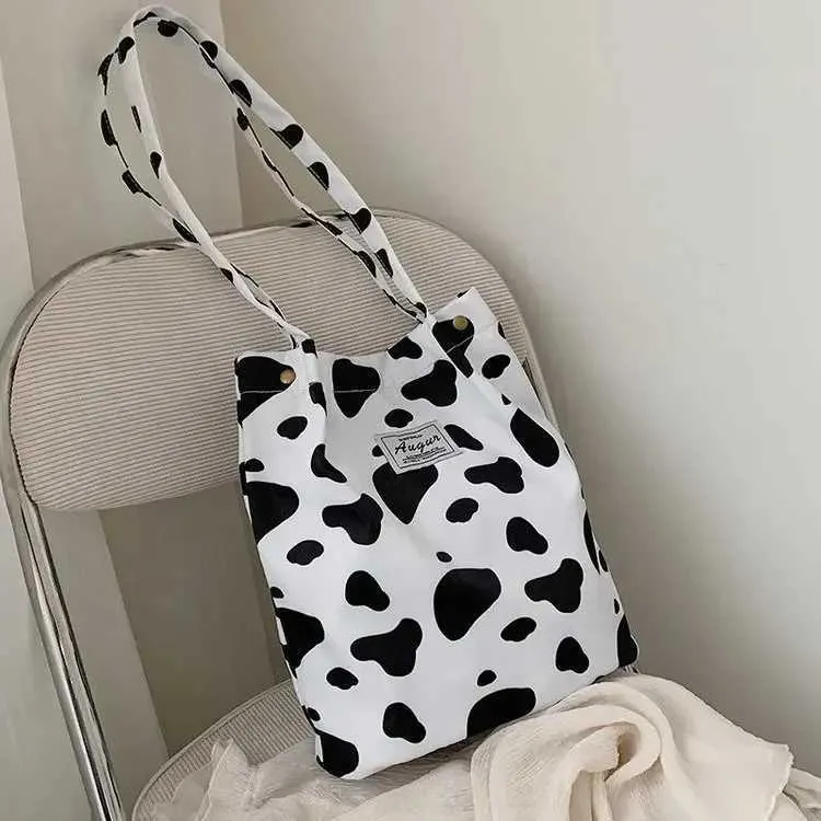 Sac à main en toile imprimé léopard pour femme, mode coréenne décontractée, nouveau sac de shopping, sac à main imprimé pour étudiant, Bolsa Mujer Y241026_voghion.com