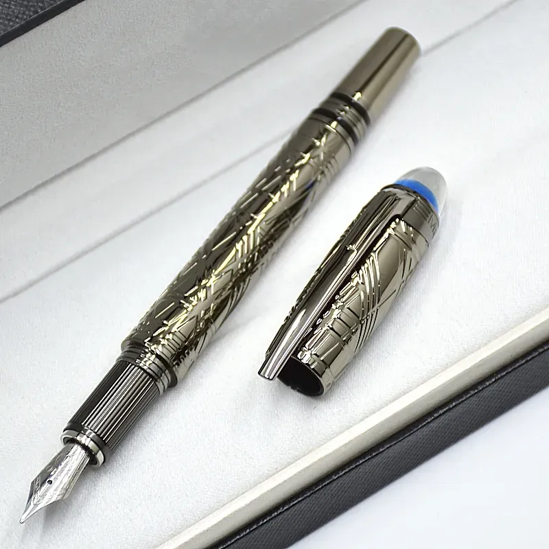 wholesale Wholesale Wholesale Luxury Monte Starwalk Blue Crystal Top Rollerball Pen Ballpoint Pen Metal Relief Barrel Office Writing Fountain Pens_voghion.com