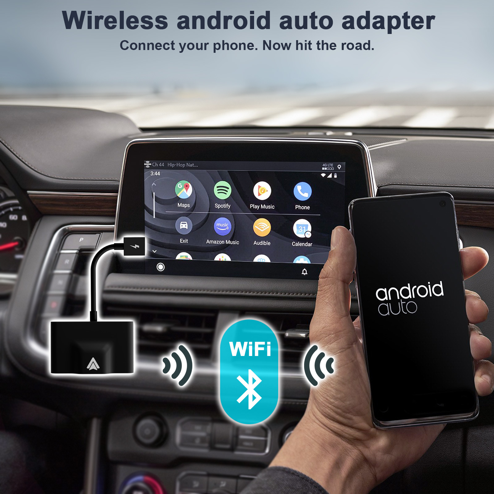 Adaptateur sans fil pour téléphone Android, adaptateur de voiture sans fil, clé Carplay sans fil, mise à jour en ligne Plug Play 5 GHz WiFi_voghion.com