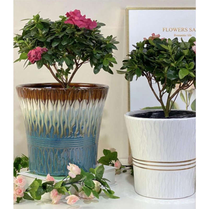 Maceta de cerámica grande, sencilla, moderna, creativa, para escritorio, balcón, plantas verdes, árbol de la riqueza, bandeja de regalo_voghion.com