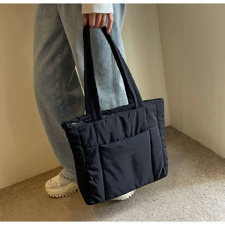 Same Style As Blogger New Cotton Material Tote Bag Women College Students Canvas Bags Nylon Handbag Street Dressing_voghion.com