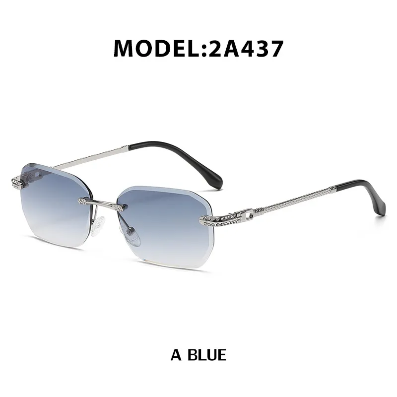 Nuevas gafas de sol de moda para mujer, sin marco, con protección solar, para mujer mayor, con juego de diamantes y montura pequeña para hombre._voghion.com