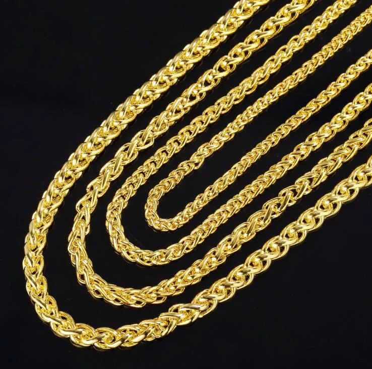 Gold Plated Twisted Link Chain Necklace For Men Classic Design_voghion.com