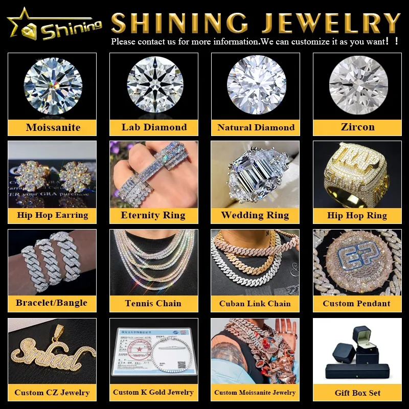 Vendita diretta in fabbrica di gioielli in argento sterling con catena a maglie cubane VVS Moissanite Hip Hop Cha_voghion.com