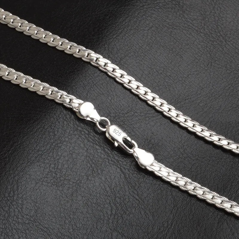 Sterling Silver Flat Chain Necklace For Men And Women Elegant_voghion.com