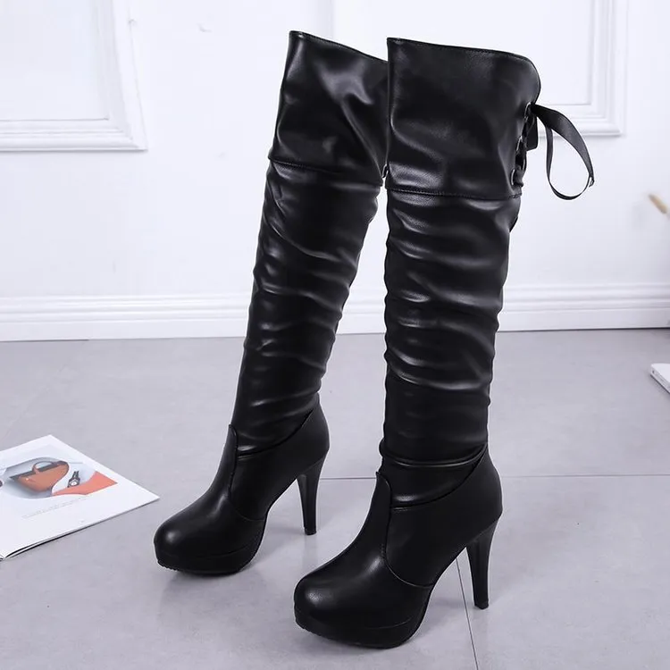 autumn winter women quality leather boot over the knee zipper sexy high heels shoes woman nonslip botas warm boots_voghion.com