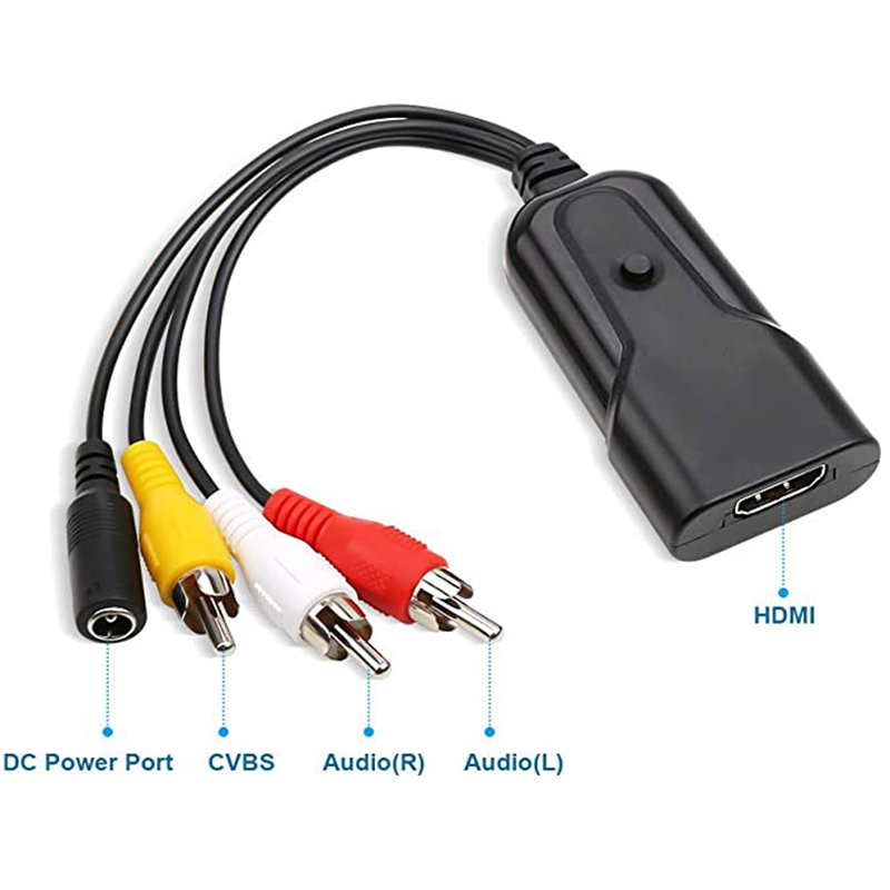 Convertor compozit HDMI la AV CVBS RCA 1080P HDMI Audio Video Converter Adaptor pentru PC Laptop TV Box PS4 PS3 Xbox_voghion.com