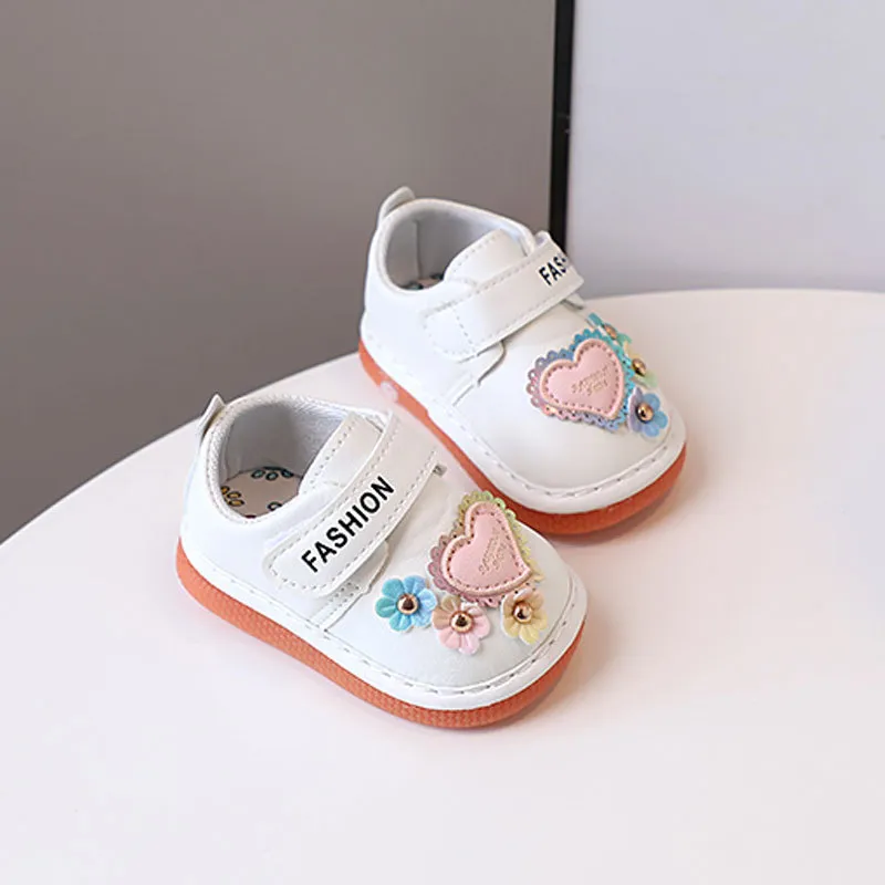 Chaussures de marche pour petites filles qui couinent pour bébé, joli design, pour tout-petits, mignonnes, tailles 15 à 19_voghion.com