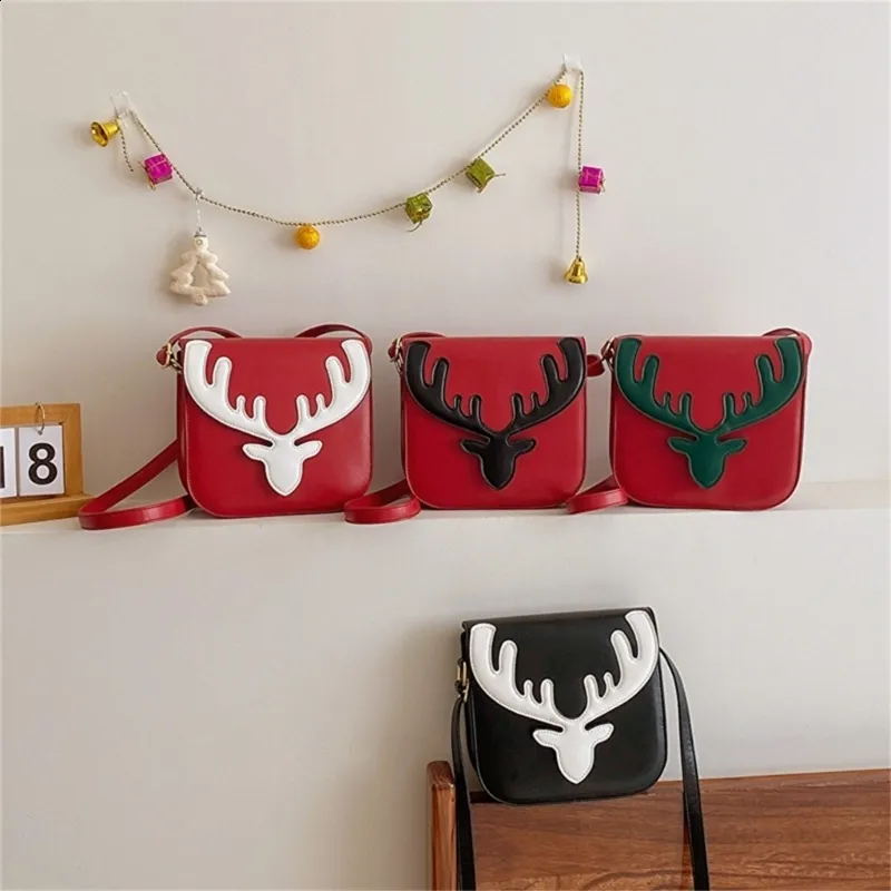 Bolsa de ombro feminina pequena de PU com estampa de alce natalino da moda, bolsa transversal para celular, casual para meninas, mensageiro, tudo combinando_voghion.com