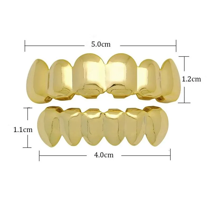 Grillz, Dentalgrills, modischer Hip-Hop-Rapper, echtes Gold, silberbeschichtetes Zahngrillz-Set für Männer und Frauen, Bling, hohe Qualität_voghion.com