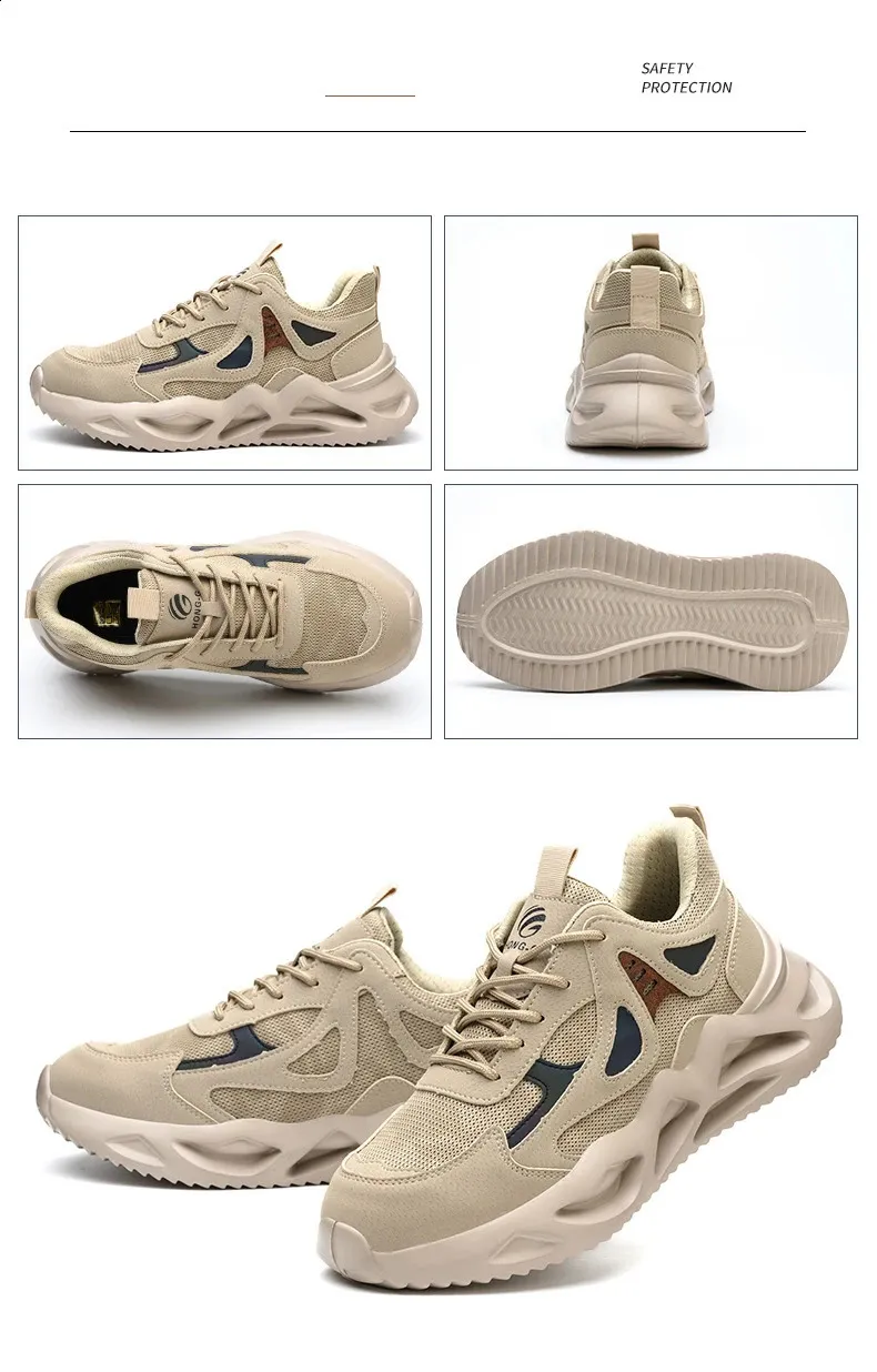 Steel Toe Safety Shoes Men's Breathable Protective Work Trainers_voghion.com