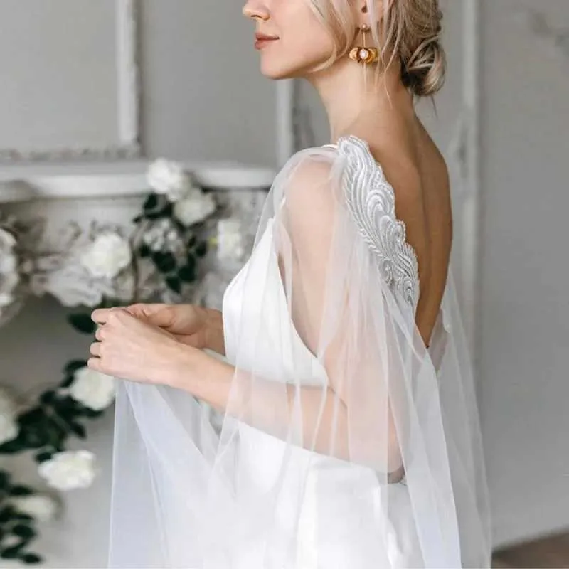 Hårsmycken Dam VG85 Capes Slöja Lång Katedral Brudkappa Bröllopsaccessoarer för Brud Bolero Sjal Mjuk Kväll_voghion.com