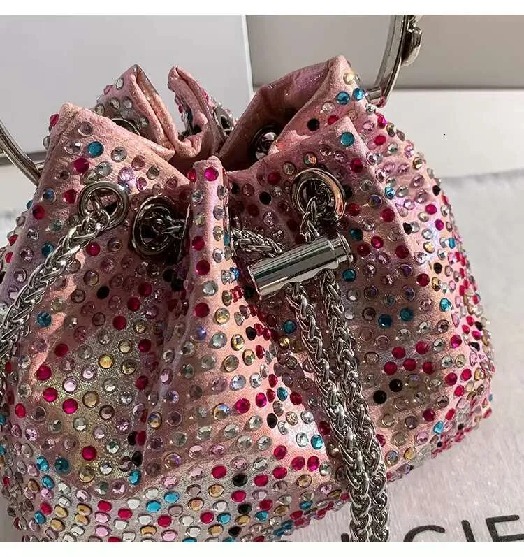 Krystalskinnende Dias Metal Ringhåndtag Kvinder Håndtaske Aften Bryllupsfest Clutch Pung Skuldertaske_voghion.com
