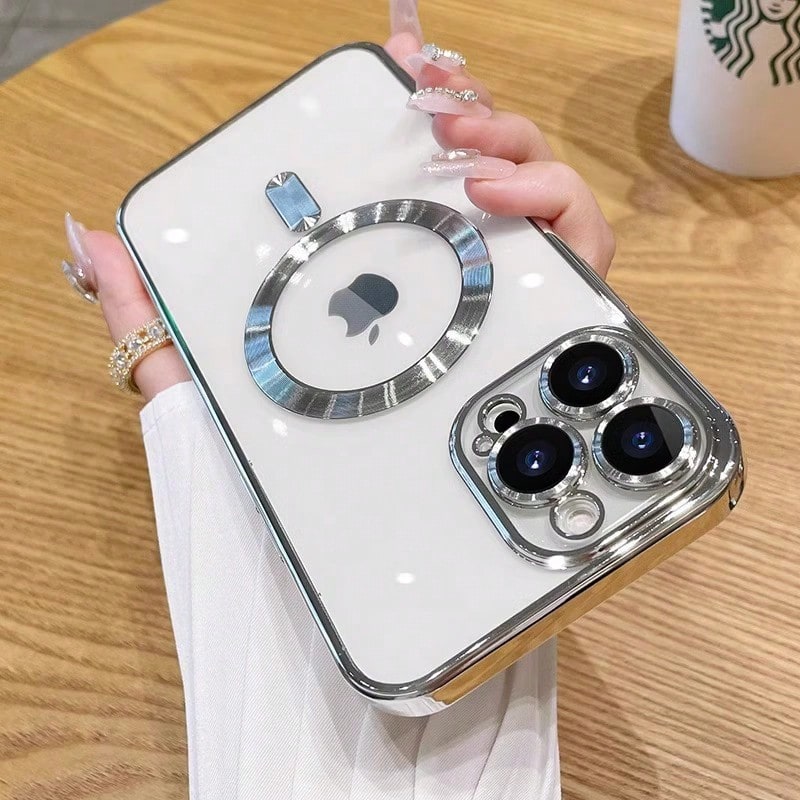 Magnetic Wireless Charging Phone Case Compatible With IPhone 17 16 15 14 13 12 11 Pro Max Plus Air, With Precise Hole Protection ,Electroplated TPU Tr_voghion.com