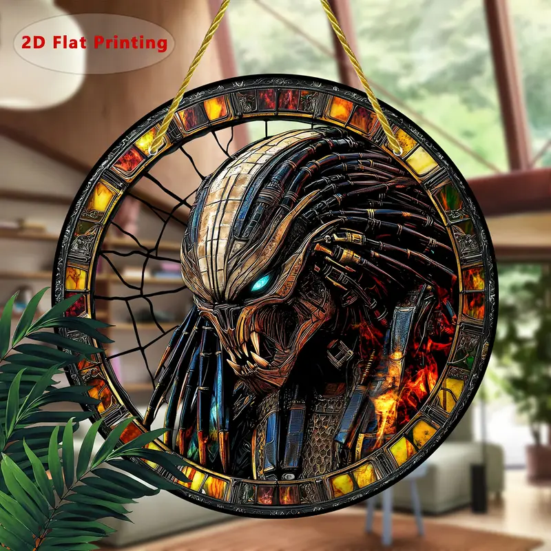 Alien Warrior Suncatcher - 8" Colorful Acrylic Art. Intergalactic Decor For Garden Or Home, Perfect As A Unique Gift._voghion.com