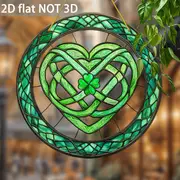 Keltisk klöversolfångare - 23 cm färgad akrylkonst. Lyckobringande dekor för uteplats eller St. Patricks firande._voghion.com
